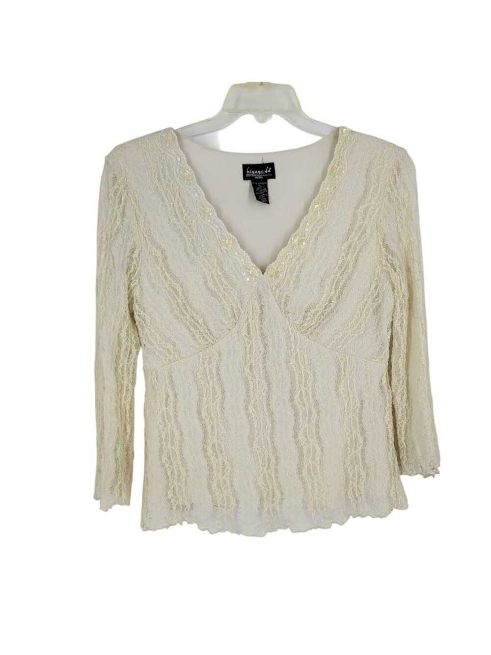 VTG Y2K Lace Top L/XL Ivory Fairy Coquette Romantic Cottage Whimsigoth Angelcore